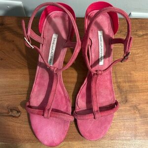 Diane Von Furstenberg Fuchsia Suede Sandals